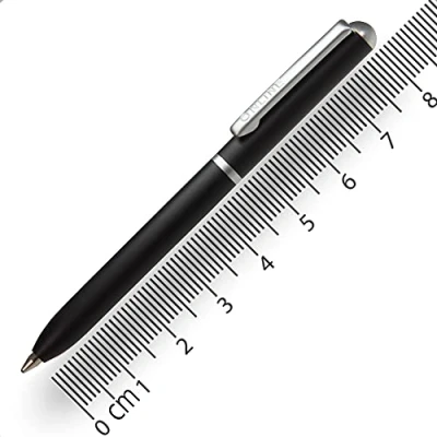 Immagine di Online mini penna a sfera Twist rossa con clip in metallo ricarica standard piccole penne per la borsa lunghezza 8 cm, si adatta portafogli e borse biro colore nero scrittura