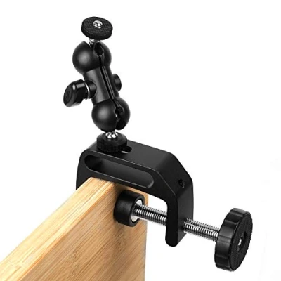 Immagine di WANBY Staffa di Montaggio con Morsetto per Telecamera a Doppia Sfera Supporto DSLR Monitor LCD Luci Flash LED