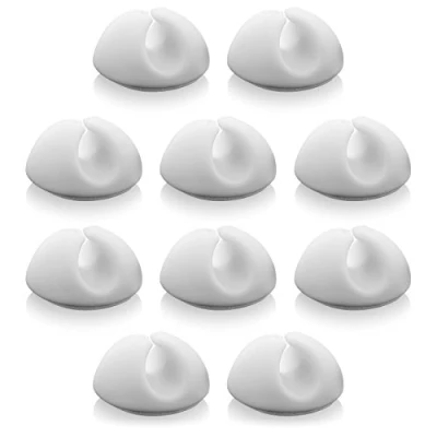 Immagine di deleyCON 10x Fermacavi Cavo del Supporto Gestione dei Cavi Fissaggio Organizzatore via per fino a 8mm Attacco Bianco