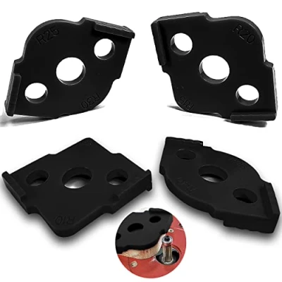 Immagine di 4 Pezzi Modelli Radius jig Router Templates, R5 / R40 Angolo Angoli ​Arrotondati Raggio Quick Modelli, Falegname Semicircle Templates Positioning, per Fresatura del Legno (Arancione)
