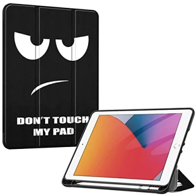 Immagine di FINTIE Custodia per iPad 10.2 Pollici 9a / 8a 7a Generazione (2021 2020 2019) con Built in Pencil Holder Sottile Leggero Cover Posteriore Morbido TPU Auto Sveglia/Sonno, Don&#039;t Touch