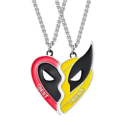 Immagine di Hanaoops 2 Pezzi BFF Collana Amicizia Classica con Ciondolo a Forma di Wolverine Scritta Best Friends Pendente per Regalo Compleanno Migliori Amici (Rosso Giallo)