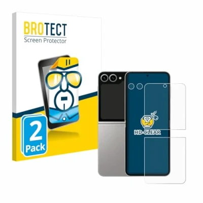 Immagine di brotect Pellicola Protettiva per Samsung Galaxy Z Flip6 (Fronte+Fotocamera) Protezione Schermo (2 Pezzi) [Trasparente, Anti Impronte]