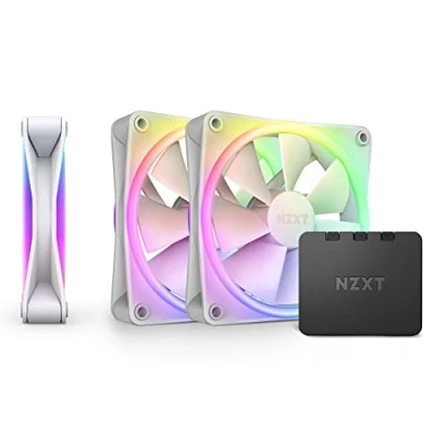 Immagine di NZXT F120 RGB Duo Triple Pack RF D12TF W1 3 ventole a due lati da 120 mm con controller 20 LED indirizzabili individualmente Flusso d&#039;aria e pressione statica bilanciati Bianco