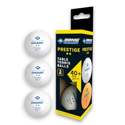 Immagine di Donic Schildkröt Palline da Ping Pong Prestige 2 Stelle, Qualità Poly 40+, 3 Unitá in una Scatola, Bianco, 608322