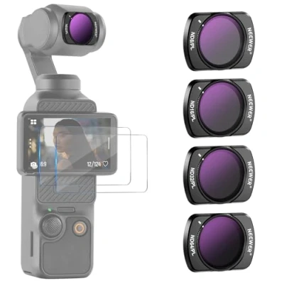 Immagine di NEEWER Set Filtro Magnetici ND/PL Compatibile con DJI Osmo Pocket 3, 4pz Filtri ND8/PL ND16/PL ND32/PL ND64/PL 2 Protezioni Touchscreen LCD, Vetro Ottico HD Multistrato Accessori/Telaio Alluminio