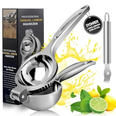 Immagine di DYDHRER Spremiagrumi Manuale,Anti Caustico Spremi Lime,Spremi Lime Barman Incluso Grattugia Per Limone,Spremi Limone Manuale 7cm Diametro,Spremi Agrumi Manuale,Spremi Cucina,Bar