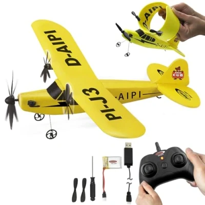 Immagine di JAMARA 410191 Piper J3 CUB Aereo 2,4 GHz Gyro 2CH Funzionamento Multiplayer, Microschiuma Flessibile, Adatto per Principianti