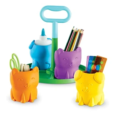 Immagine di Learning Resources LER3714, Kit Portaoggetti con Animali Kiddy Create a Space, Contenitore per Materiale Artistico Bambini, Stanza dei Giochi &amp; Organizzazione dell’Aula, 3+