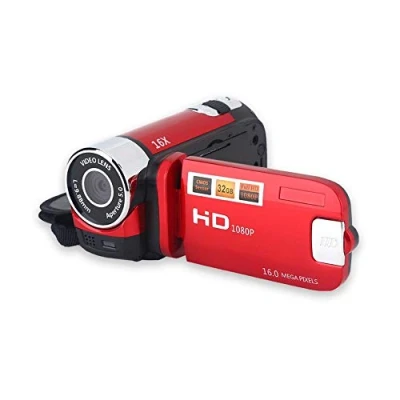 Immagine di Dpofirs Videocamera Digitale, Rotazione Full HD 270 ad Alta Definizione 1080P 16X per riprese Professionali Picnic all&#039;aperto(Rosso)