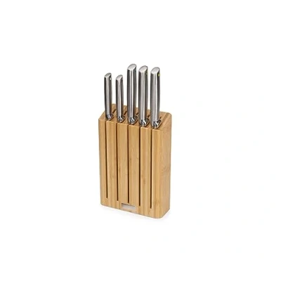 Immagine di Joseph Elevate Set di 5 Coltelli da Cucina Professionale, Chef, Santoku, Acciaio Inox Giapponese, con Ceppo Portacoltelli, Legno Bambù