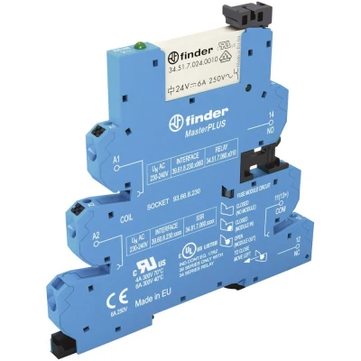 Immagine di Finder 39.61.0.012.0060 Relè di accoppiamento 12 V/DC, V/AC 6 A 1 scambio pz.