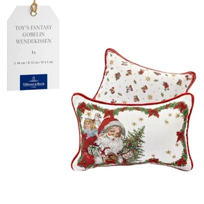 Immagine di Villeroy &amp; Boch Toy&#039;s Fantasy cuscino reversibile gobelin, motivo Babbo Natale, multicolore, 32 x 48 cm, cotone, lavabile in lavatrice