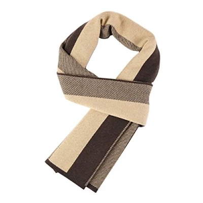 Immagine di WANYING Sciarpa Uomo Giovane Autunno Inverno 6% Lana Morbido Business 180 x 30 cm a Righe cachi marrone