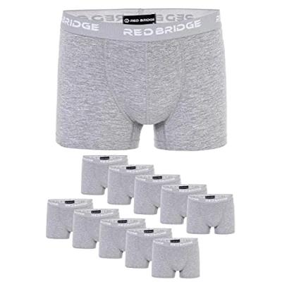 Immagine di RED BRIDGE Boxer da Uomo Pacco 10 Tinta Unita Unicolore Slim Cotone Stretch Elasticizzati Intimo Basic Nero L