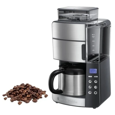 Immagine di Russell Hobbs Macchina Caffè Americano con Macinacaffé Integrato Timer digitale, Filtro per Estrazione e Aroma ottimali Caraffa Termica; Max 10 tazze, 3 livelli di Macinatura, Grind&amp;Brew 25620 56