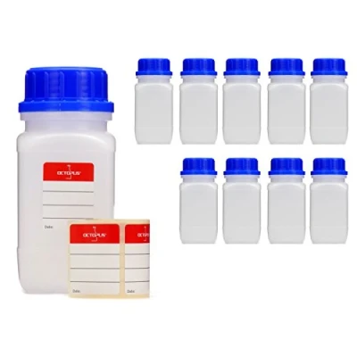 Immagine di Octopus Bottiglie a Bocca Larga con Tappi Vite, boccette chimiche, da Laboratorio di 10x 250 ml