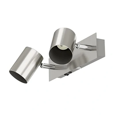 Immagine di ledscom.de Applique WAIKA, 2 luci, interruttore, acciaio inox opaco, angolare, 2x GU10 max. 60W, applique, lampada da parete, faretto lettura, letto,