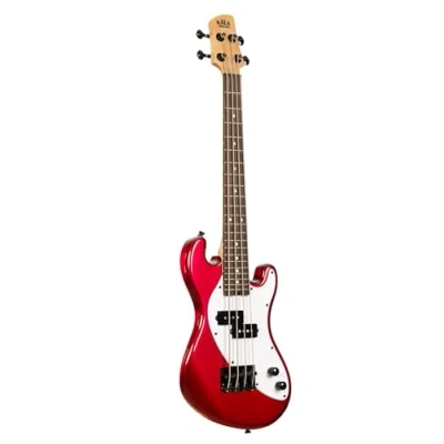 Immagine di KALA U Bass Solid Body a 4 stringhe, Candy Apple Red, Fretted, con borsa