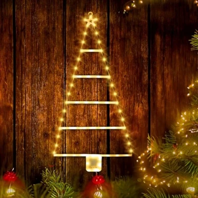 Immagine di Luci Natale Esterno Batteria, Jsdoin 90cm 75LED Scaletta Batteria con Timer, 8 Modalità, Impermeabile Albero di Addobbi Natalizi Decorazioni Casa Finestre
