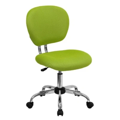 Immagine di Flash Furniture Sedia da Ufficio Girevole Imbottita in Rete con Base cromata, Metallo, Verde Mela, Set di 1