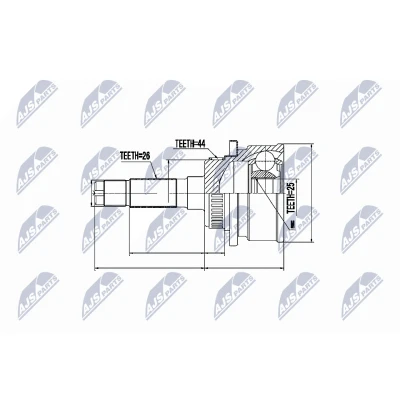 Immagine di NTY NPZ MZ 041 Kit Giunto Omocinetico cambio manuale Assale anteriore Sx, Dx, sul lato del MAZDA: Serie B Pick up