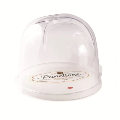 Immagine di Snips Porta Panettone Pandoro Contenitore in plastica con coperchio Trasparente 2 chiusure di sicurezza Misure 27 x 26 22 cm Made Italy Bpa Free