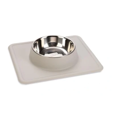 Immagine di Ciotola in acciaio Karlie Dex con supporto silicone 350 ml, Ø 14 cm grigio chiaro