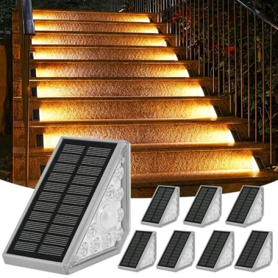 Immagine di Weinsamkeit Lampioni Solari da Esterno con Sensore di Movimento, Set 8 Luci per Scale Esterne 1200mAh/3000K Bianco Caldo/IP65, Luce Solare Giardino Passaggi, Scale, Sentieri