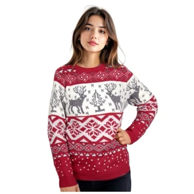 Immagine di MAGIC SELECT Maglione Natalizio per l&#039;inverno. Donna e Uomo. Unisex Coppie. con Stampa Natalizia a Maniche Lunghe. Taglia L