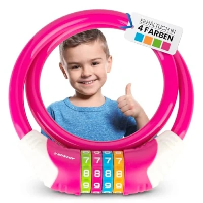 Immagine di DUNLOP lucchetto per bicicletta bambini Livello di sicurezza 5 a combinazione con suddivisione in 4 colori ricordare meglio la combinazione,