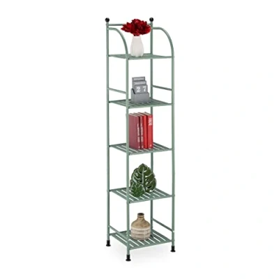 Immagine di Relaxdays Scaffale in Metallo, HxLxP: 145 x 33 28 cm, Mobiletto Cucina e Bagno, 5 Ripiani, Mensole Multiuso, Verde, Lega di Acciaio