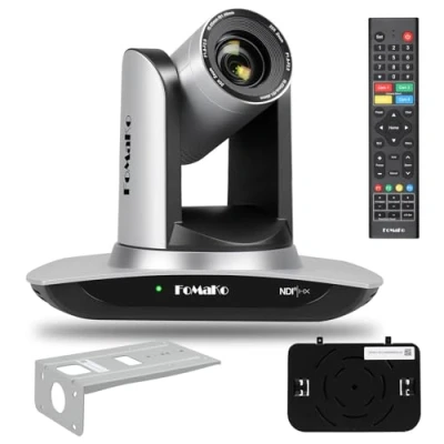 Immagine di FoMaKo Telecamera NDI PTZ Camera con Tracciamento AI, Zoom Ottico 20x, Uscita HDMI IP USB3.0 per Streaming Live YouTube/Twitch/Eventi/Chiesa, PoE 1080P60 (NDI 6 &amp; HX3 Certified)