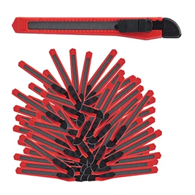 Immagine di Relaxdays Taglierini in Set da 100, a Scatto, Lama Spezzare Larga 9 mm, per Cartone, Bricolage, rosso