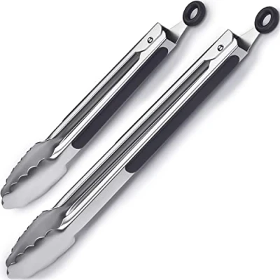 Immagine di iNeibo Pinze da Cucina Pinza Barbecue in Acciaio Inossidabile Set di 2 con meccanismo bloccaggio Antiscivolo 22,9 cm e 30,5
