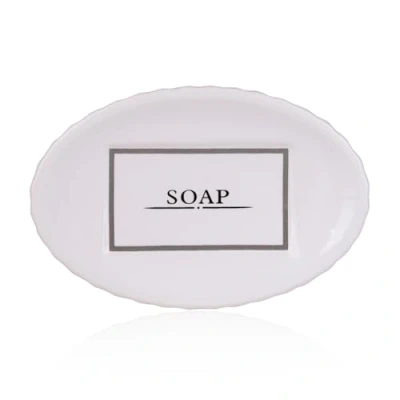 Immagine di Accentra portasapone in ceramica bianca con stampa sapone e accessori bagno per lavabo, vasca o doccia,