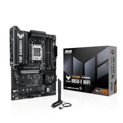 Immagine di ASUS TUF Gaming B850 e WiFi, Scheda Madre AMD ATX, 8+2+1 Fasi di Alimentazione, slot DDR5, PCIe 5.0 Ready, 3 M.2, WiFi 6E, Ethernet Realtek 2.5Gb, USB C da 20 Gbps, BIOS Flashback Aura Sync