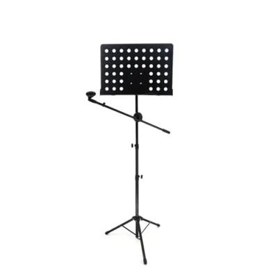 Immagine di NJIEzhao leggio Musicale Rinforzato for spartiti, Perforato Regolabile in Altezza con Vassoio spartiti e Supporto Microfono Staccabile(A)