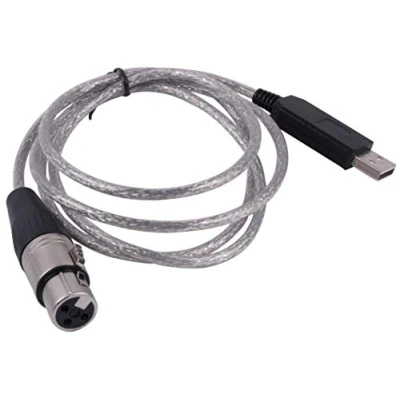 Immagine di USB A DMX 512 Interfaccia Controller Dmx512 PC Stage Lighting Dimmer Dongle RS485 Seriale 3pin XLR Converter Supporto Freestyler Software (15 piedi, Nero guscio USB)