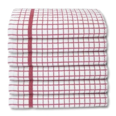 Immagine di A &amp; B TRADERS Strofinacci in 100% spugna di cotone, confezione da 6, canovacci cucina super assorbenti, morbidi al tatto, colore: rosso