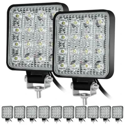 Immagine di antom 10 Pcs Faro da Lavoro Led Quadrato 4 pollici Faretti di Profondità Supplementari a per Trattore, Barca, Camper, Pick Up, Fuoristrada, Gokart