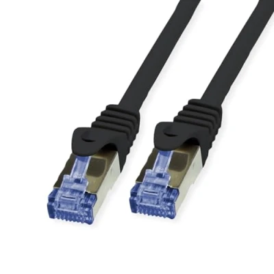 Immagine di Value 21.99.0722 RJ45 cavo di rete, patch CAT 6A S/FTP 50.00 m Nero doppia schermatura, Privo alogeni, Ritardante fiamma 1 pz.