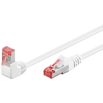 Immagine di goobay 51550 Cavo patch Cat 6 ad alta velocità, 90 gradi, Ethernet, Playstation, Xbox, DSL, PimF, RJ45, 1 m, colore: Bianco