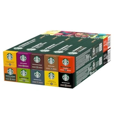Immagine di STARBUCKS Discovery Variety Pack Caffè by Nespresso, 10 Confezioni da Capsule (100 compatibili Nespresso) Esclusiva Amazon