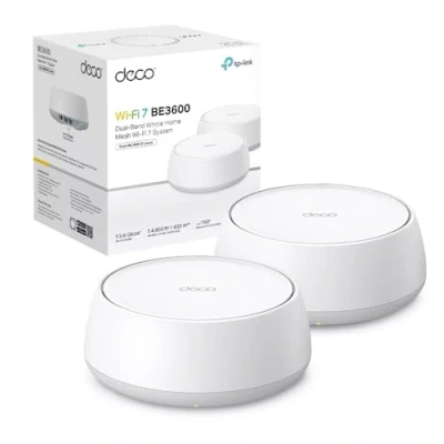 Immagine di TP Link WiFi 7 Deco BE3600 Mesh WiFi, BE3600Mbps, Dual Band, Canali 160MHz, 2 Porte Gigabit, HomeShield, MLO, 4K QAM, Funziona con Qualsiasi ISP e Modem, 4 Antenne Interne, WPA3, Alexa, 2pz.