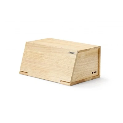 Immagine di Continenta Cassetta per Il Pane in Legno dell&#039; Albero della Gomma, Front Coperchio Utilizzabile Come Tagliere, Dimensioni: 40 x 26 18,5 cm (Senza coltelli)
