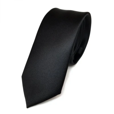 Immagine di TigerTie stretta raso cravatta nero black Uni monocromatico