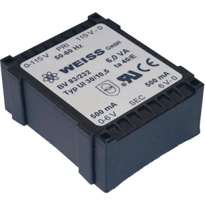 Immagine di Weiss Elektrotechnik 83/235 Trasformatore per PCB 1 x 230 V 2 12 V/AC 6 VA 250 mA