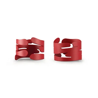 Immagine di Alessi Set di Due portatovagliolo in Acciaio colorato con Resina epossidica, Rosso, 5.5 cm