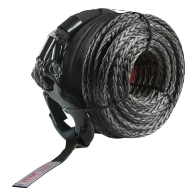Immagine di VEVOR Corda per Verricello 9,5 mm x 25,9 m Cavo Sintetico 117,9 kN con Guaina Protettiva Gancio Forgiato Cinghia di Trazione SUV Fuoristrada Camion,
